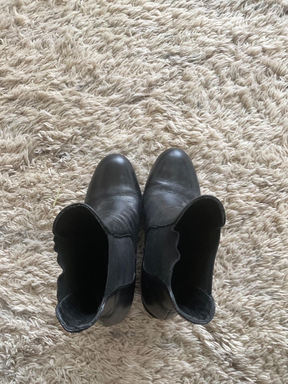 Black Vibram Style Heeled Leather Boots - Picture 5 of 14